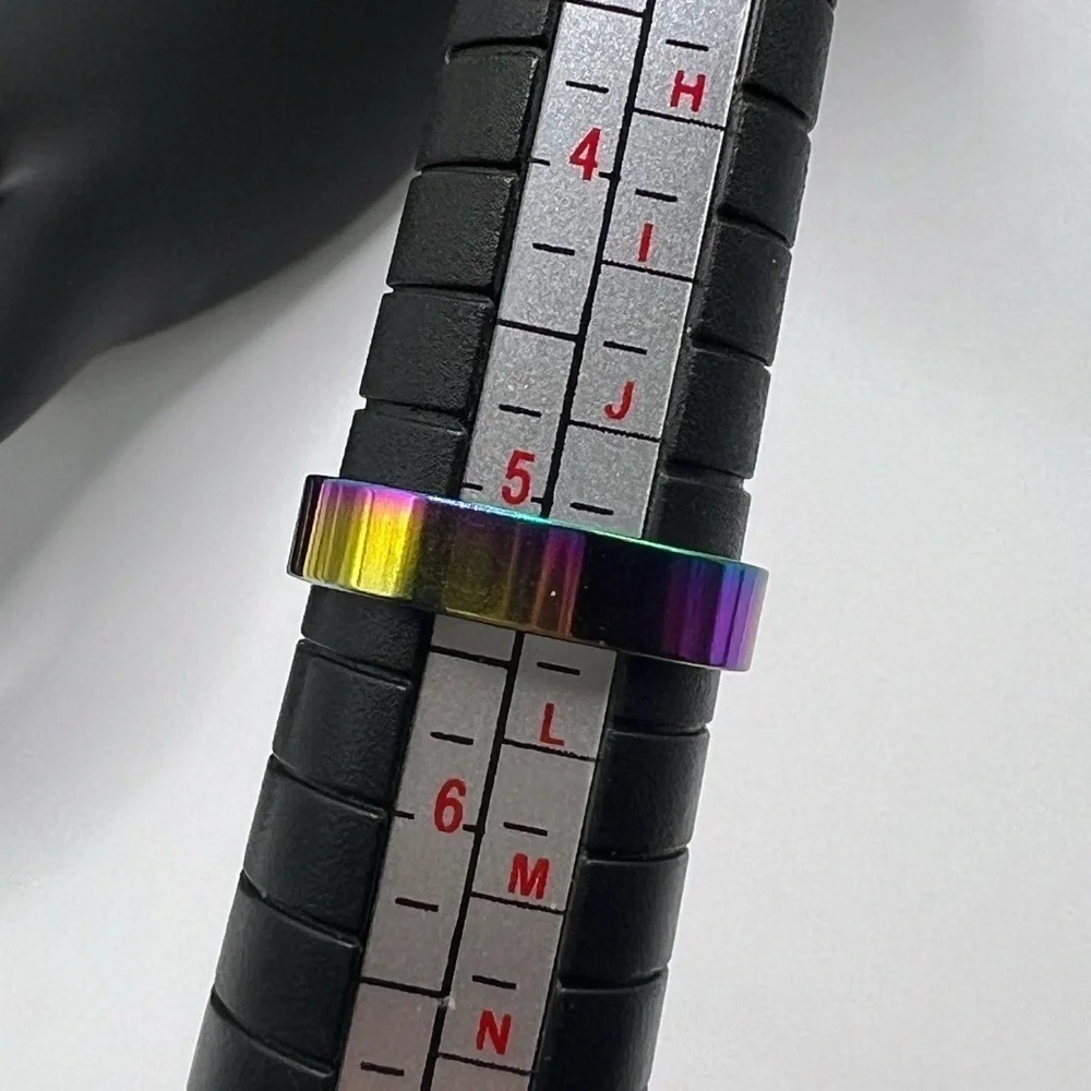 Rainbow Metallic Unisex Stainless Steel Ring Size 5